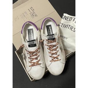 Golden Goose White and Purple Athletic Shoes